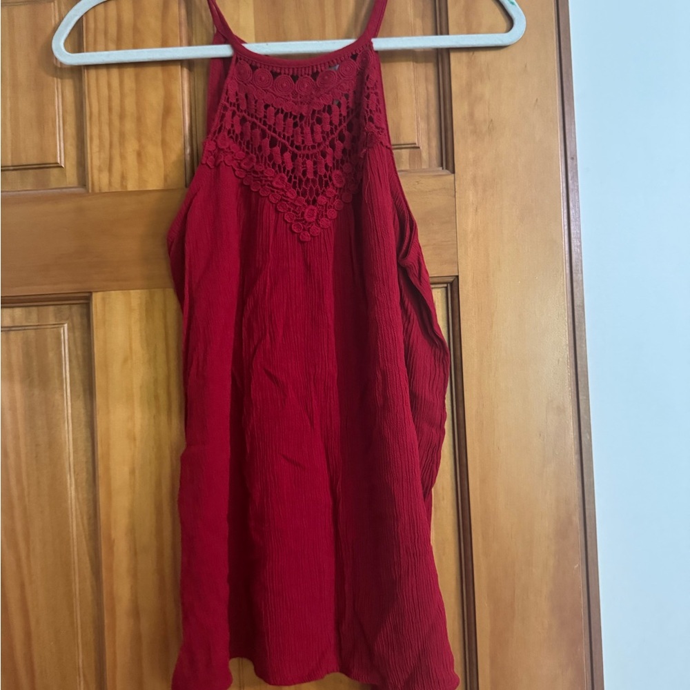 No Boundaries Red Smocked Backless Tank Top